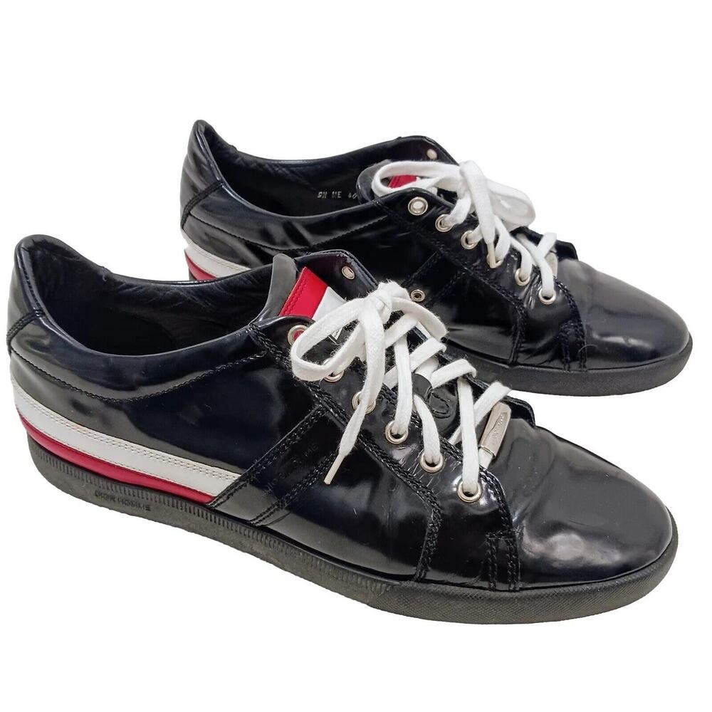 Christian‎ Dior Homme Patent Leather Trainers Men Sz 9 BLACK Red White Luxury